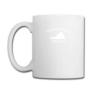 Tailorly White Ceramic 11 oz Mug - Charlottesville Virginia Minimalist State Map Silhouette Of Virginia Floating Within Pure White Background Map