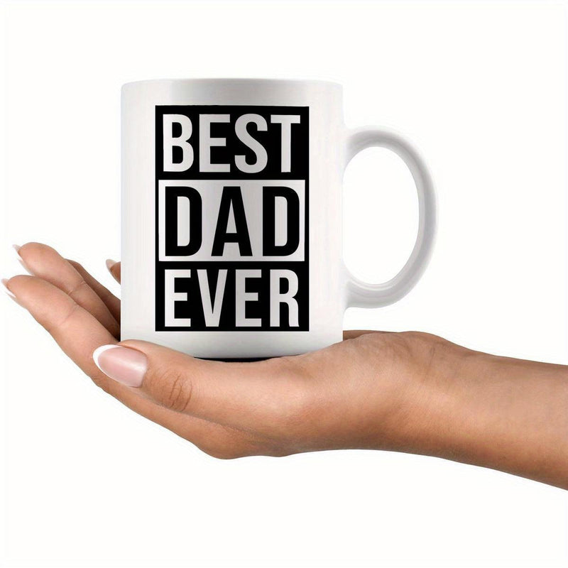 Tailorly White Ceramic 11 oz Mug - Best Dad Ever Bold Black And White Geometric Blocks Featuring Modern Sans Serif Typography Mug