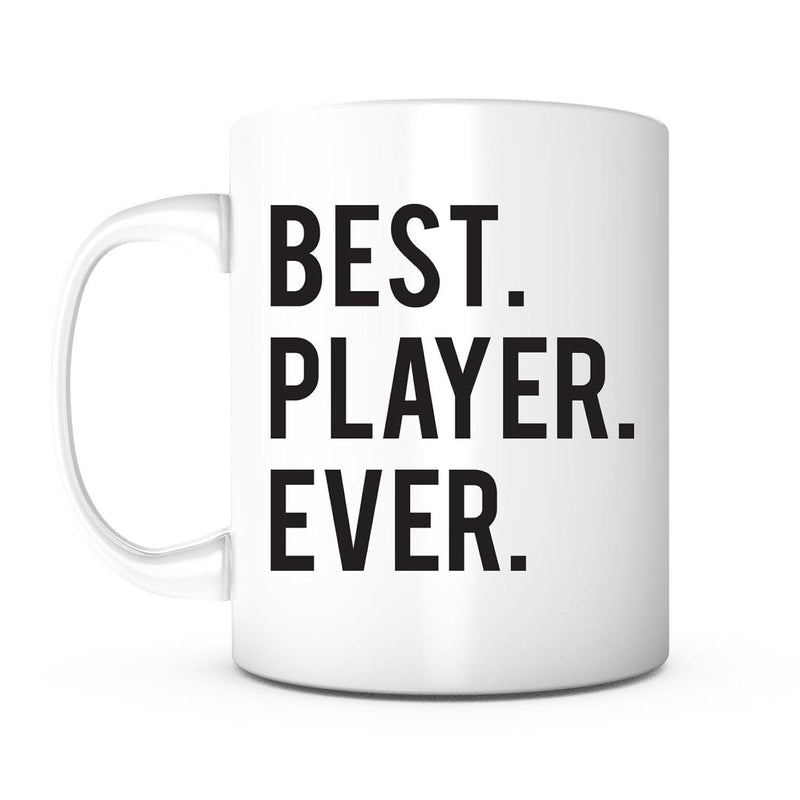 Tailorly White Ceramic 11 oz Mug - Best Player Ever Minimalist White Ceramic Vessel Featuring Bold Vertical Block Lettering Mug