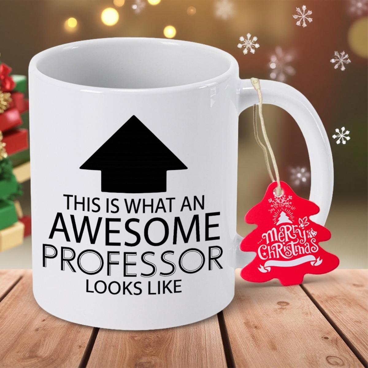 Tailorly White Ceramic 11 oz Mug - This Is What An Awesome Professor Looks Like Solid Black Directional Arrow Pointing Upward Against A Clean