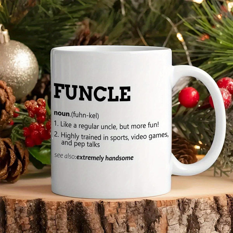 Tailorly White Ceramic 11 oz Mug - Funcle Minimalist White Ceramic Vessel With Humorous Dictionary Definition Typography Mug