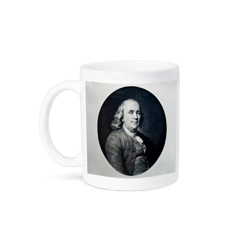 Tailorly White Ceramic 11 oz Mug - Classic Vintage Portrait Of Founding Father Within Oval Framed Dark Background Statesman