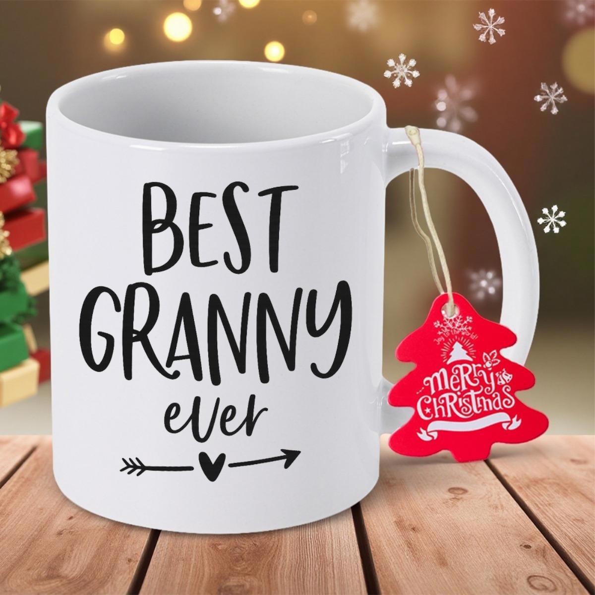 Tailorly White Ceramic 11 oz Mug - Best Granny Ever Simple Heart Arrow Decoration With Elegant Hand Lettering Style Gift Mug