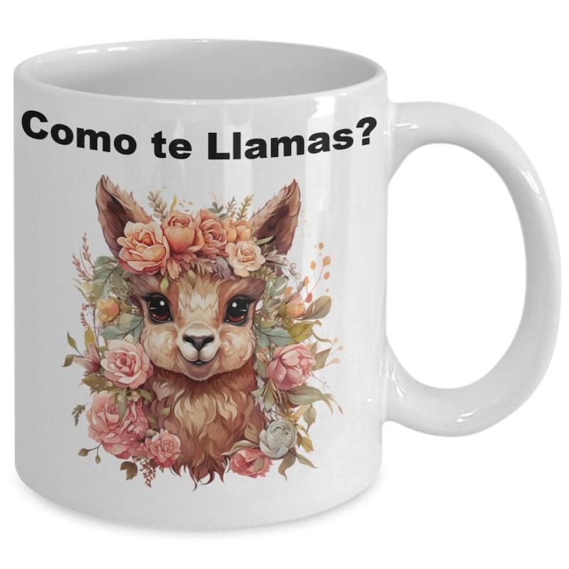 Tailorly White Ceramic 11 oz Mug - Adorable Hand Painted Alpaca Surrounded By Blooming Pink Roses And Greenery Llama
