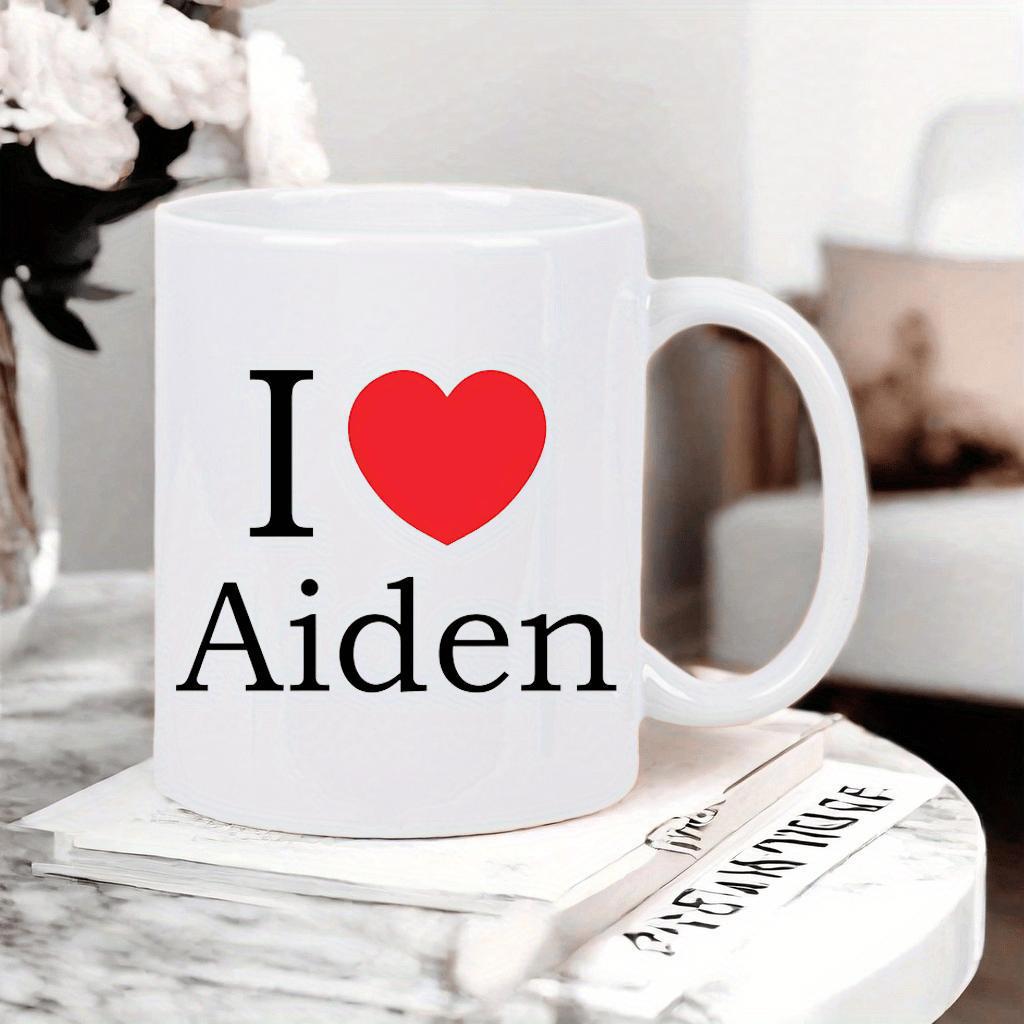 Tailorly White Ceramic 11 oz Mug - I Aiden Simple Minimalist Design Featuring A Classic Red Graphic Heart