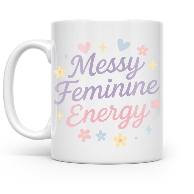 Tailorly White Ceramic 11 oz Mug - Messy Feminine Energy Pastel Flowers And Hearts With Delicate Hand Drawn Sparkles Mug