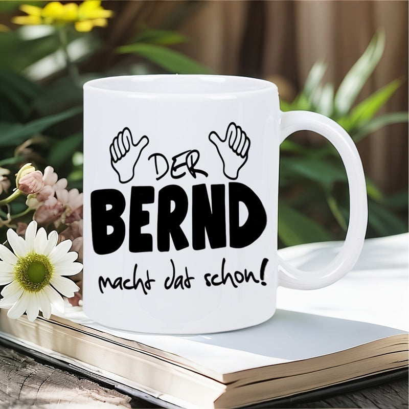 Tailorly White Ceramic 11 oz Mug - Minimalist Black Line Art Hands Pointing On Smooth Mug