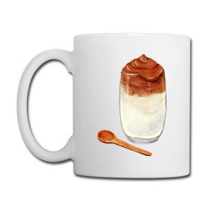 Tailorly White Ceramic 11 oz Mug - Creamy Frosted Layers Of Whipped Foam Above Fresh Cold Milk With Spoon Coffee