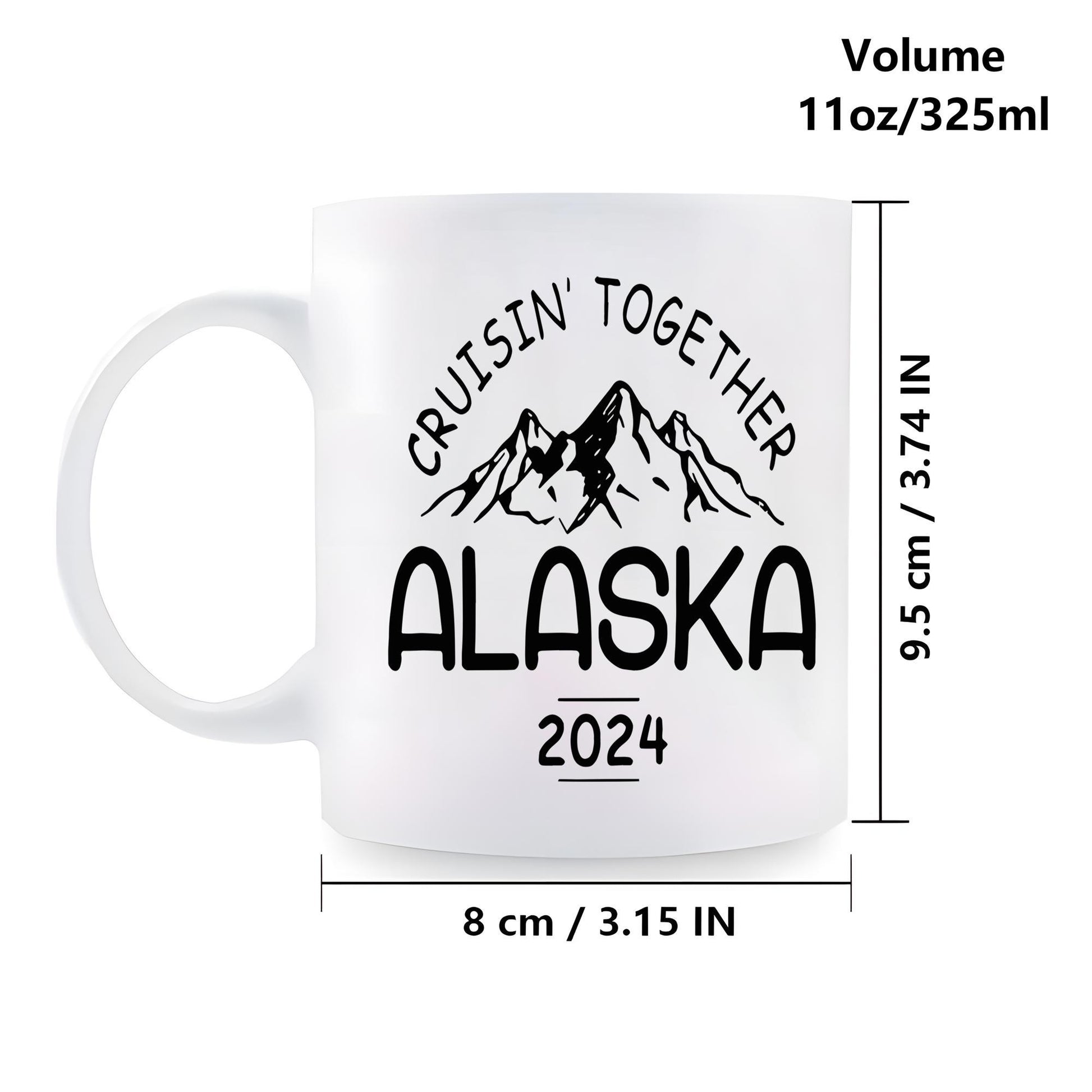 Tailorly White Ceramic 11 oz Mug - Cruisin Together Alaska 2024 Majestic Snow Capped Peaks Standing Tall Under Clear Northern Skies Mountain