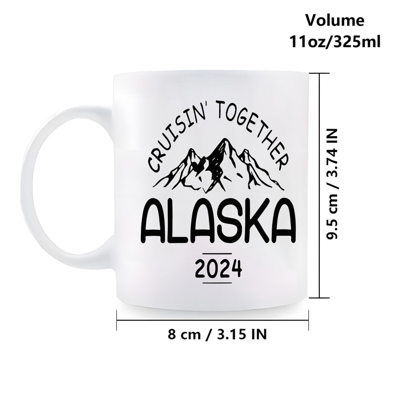 Tailorly White Ceramic 11 oz Mug - Cruisin Together Alaska 2024 Majestic Snow Capped Peaks Standing Tall Under Clear Northern Skies Mountain