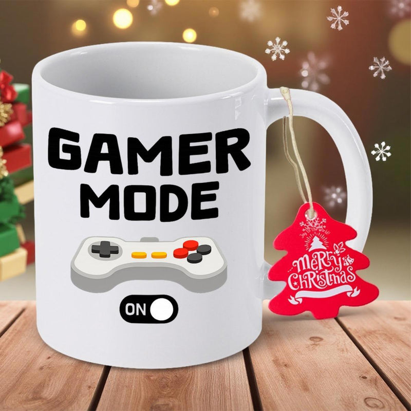 Tailorly White Ceramic 11 oz Mug - Gamer Mode Retro Style Console Buttons Under Bold Creative Lettering Controller