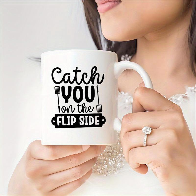 Tailorly White Ceramic 11 oz Mug - Catch You On The Flip Side Cooking Utensils For Grilling Featuring Pair Of Spatula