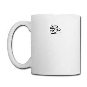 Tailorly White Ceramic 11 oz Mug - Minimalist Black Ink Brush Stroke Style Coffee Cup With Rising Steam Mug