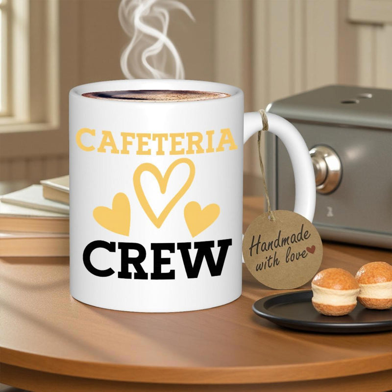 Tailorly White Ceramic 11 oz Mug - Cafeteria Crew Polished White Ceramic Vessel Resting On A Warm Wooden Table Mug