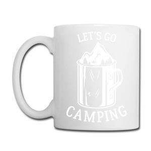 Tailorly White Ceramic 11 oz Mug - Lets Go Camping Majestic Mountains And Evergreen Pine Trees Nestled Inside A Tiny Mug