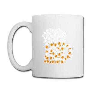 Tailorly White Ceramic 11 oz Mug - Creative Design Of Tiny Fried Eggs Arranged As A Foaming Beer Mug