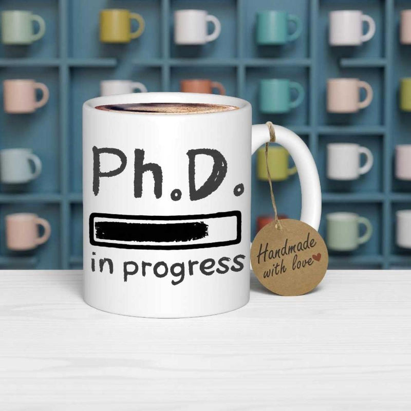 Tailorly White Ceramic 11 oz Mug - Ph D In Progress Minimalist Loading Bar Symbolizing The Long Journey Of Academic Study Mug