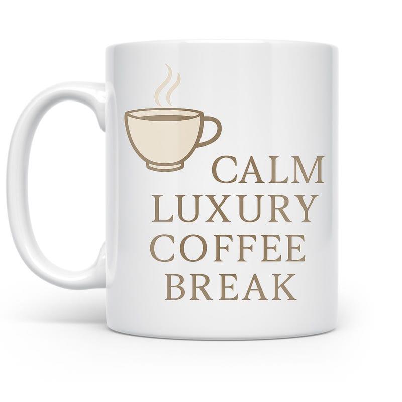 Tailorly White Ceramic 11 oz Mug - Calm Luxury Coffee Break Minimalist Steaming Cup Illustration Featuring Elegant Lines And Warm Tones Mug