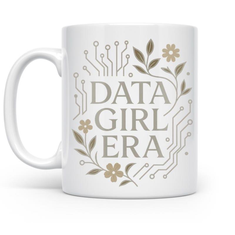 Tailorly White Ceramic 11 oz Mug - Data Girl Era Minimalist Circuit Board Lines With Elegant Floral Elements And Small Blossoms Mug