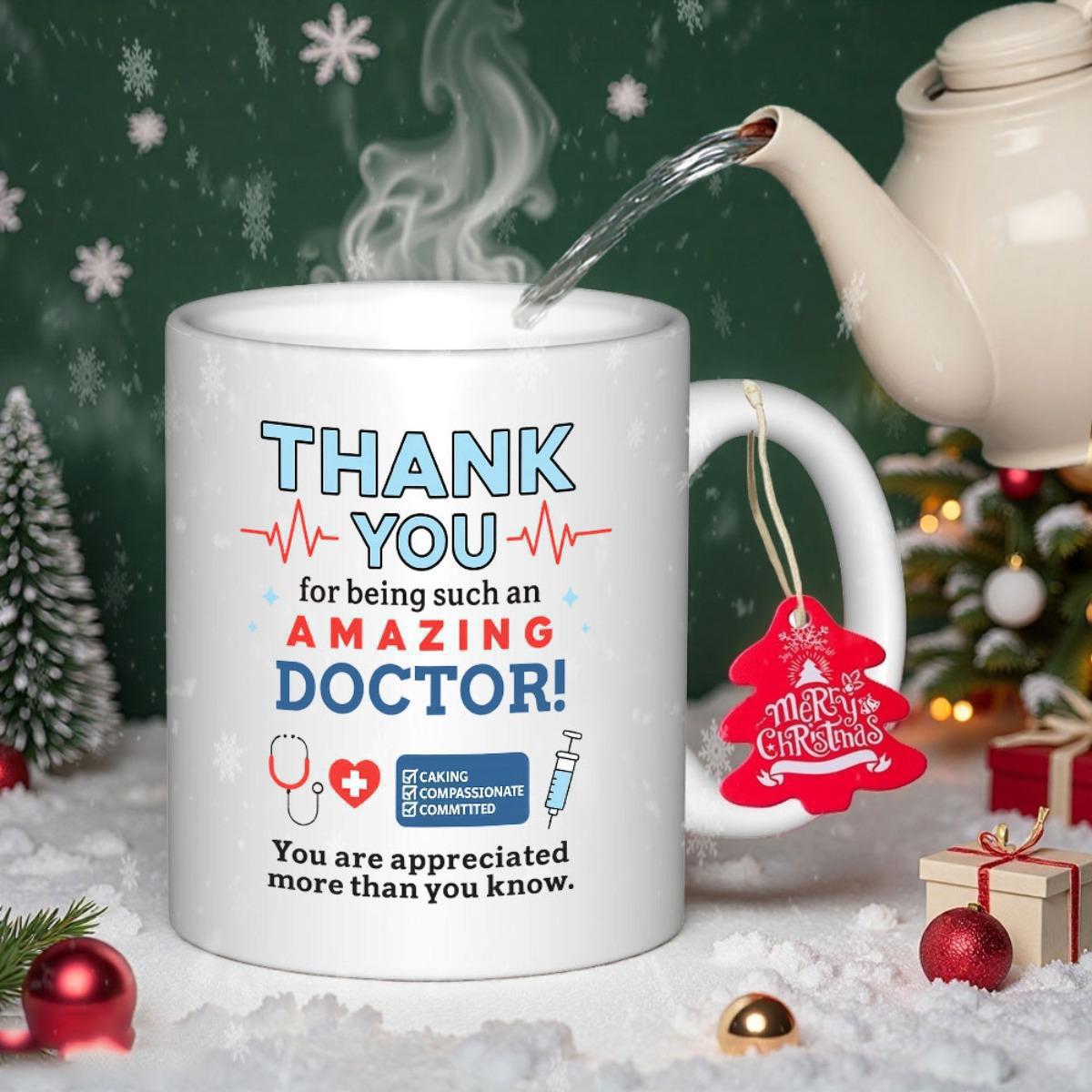 Tailorly White Ceramic 11 oz Mug - Thank You For Being Such An Amazing Doctor You Are Appreciated More Than You Know Professional Medical Icons Featuring