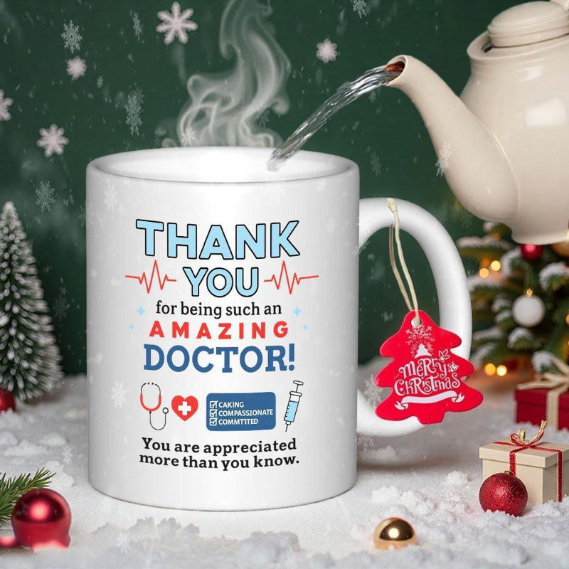 Tailorly White Ceramic 11 oz Mug - Thank You For Being Such An Amazing Doctor You Are Appreciated More Than You Know Professional Medical Icons Featuring