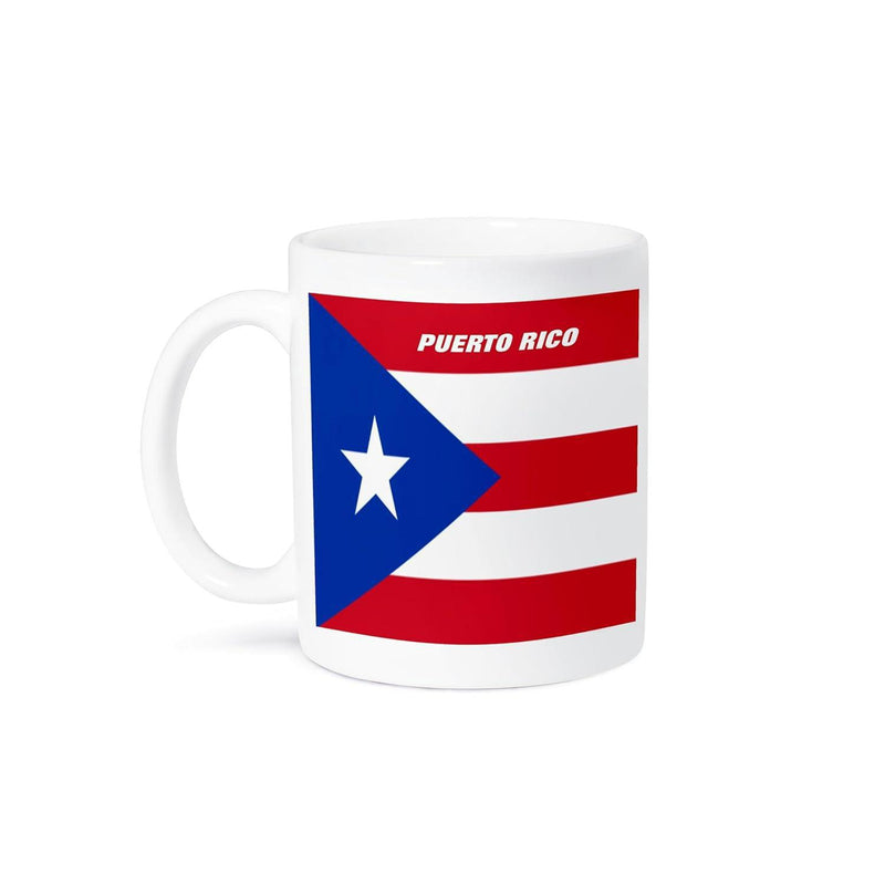 Tailorly White Ceramic 11 oz Mug - Puerto Rico Vibrant Red And White Stripes With A Blue Triangle And Star Flag