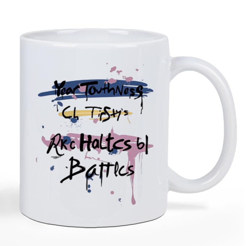 Tailorly White Ceramic 11 oz Mug - Your Youthness Ch Tipsys Rkc Holfcs bl Battics Vibrant Artistic Splashes Of Paint With Horizontal Colorful Brush Strokes Design