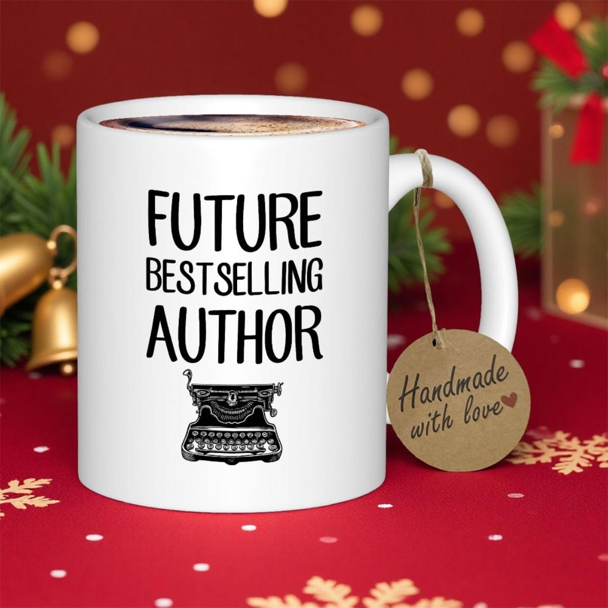 Tailorly White Ceramic 11 oz Mug - Future Bestselling Author Classic Vintage Black Typing Machine For Creative Writing Inspiration Typewriter