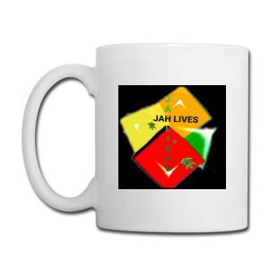 Tailorly White Ceramic 11 oz Mug - Jah Lives Vibrant Diamond Shapes In Red Gold And Green Over Black Backdrop Mug