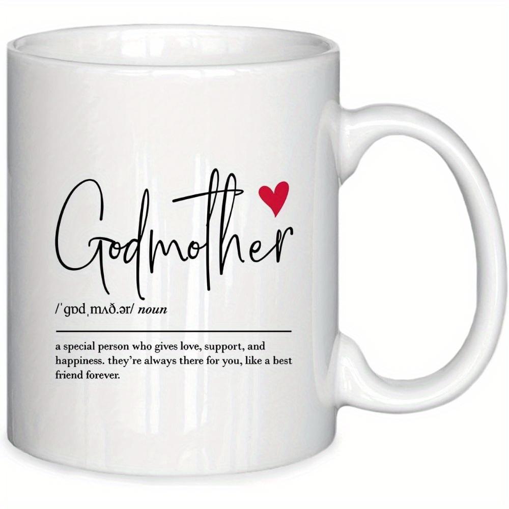 Tailorly White Ceramic 11 oz Mug - Godmother Minimalist Dictionary Style Definition Featuring A Cute Red Heart Mug