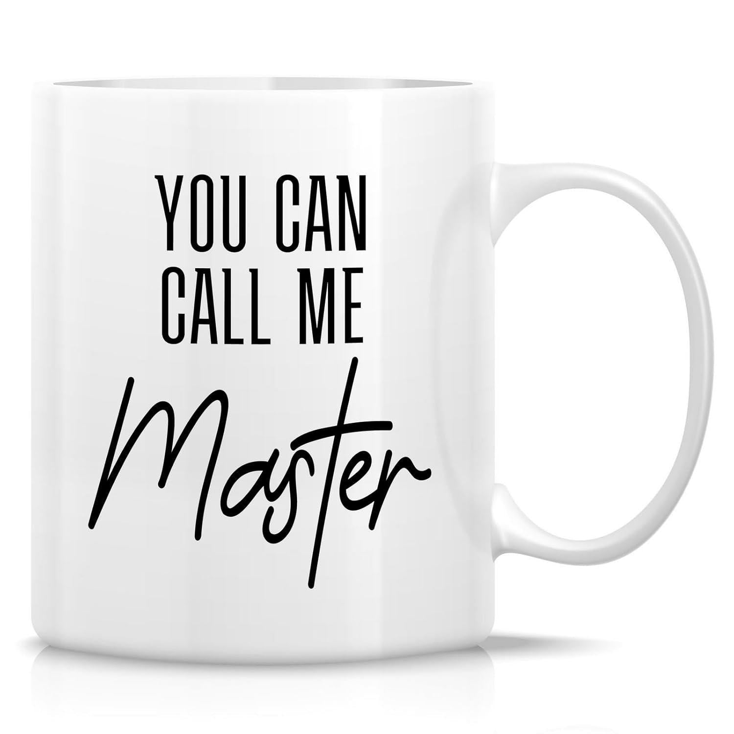 Tailorly White Ceramic 11 oz Mug - You Can Call Me Master Minimalist Black Script Lettering On Pure White Smooth Ceramic Mug