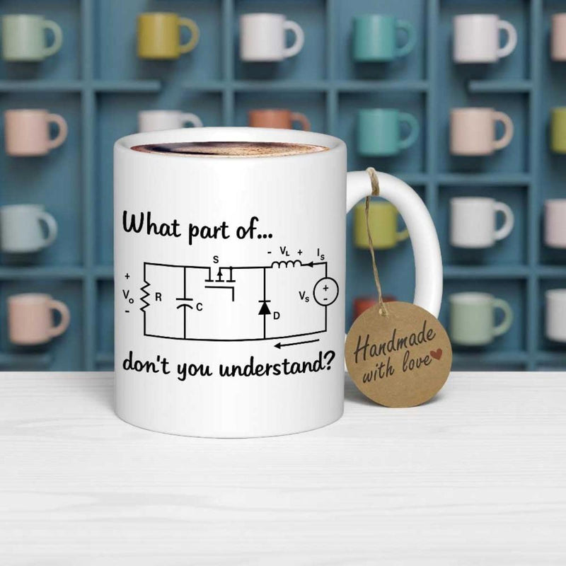 Tailorly White Ceramic 11 oz Mug - What Part Of Don't You Understand Complex Technical Electronic Schematic Drawing Representing Scientific Logic Mug