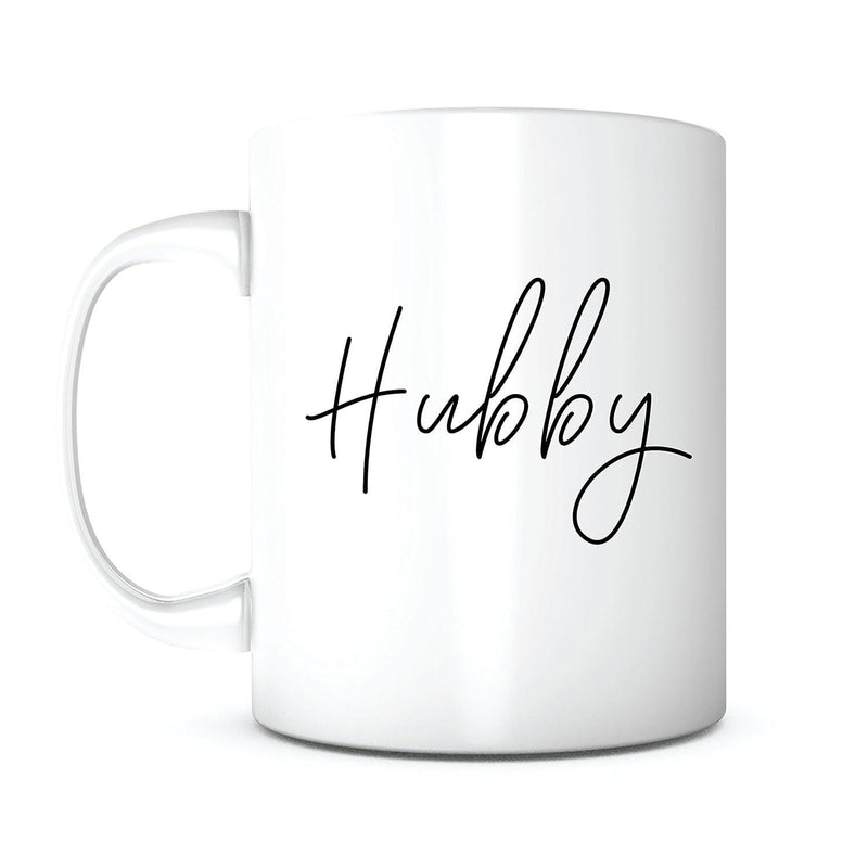 Tailorly White Ceramic 11 oz Mug - Hubby Minimalist Handwritten Script Font Featured On A Clean Glossy Ceramic Mug
