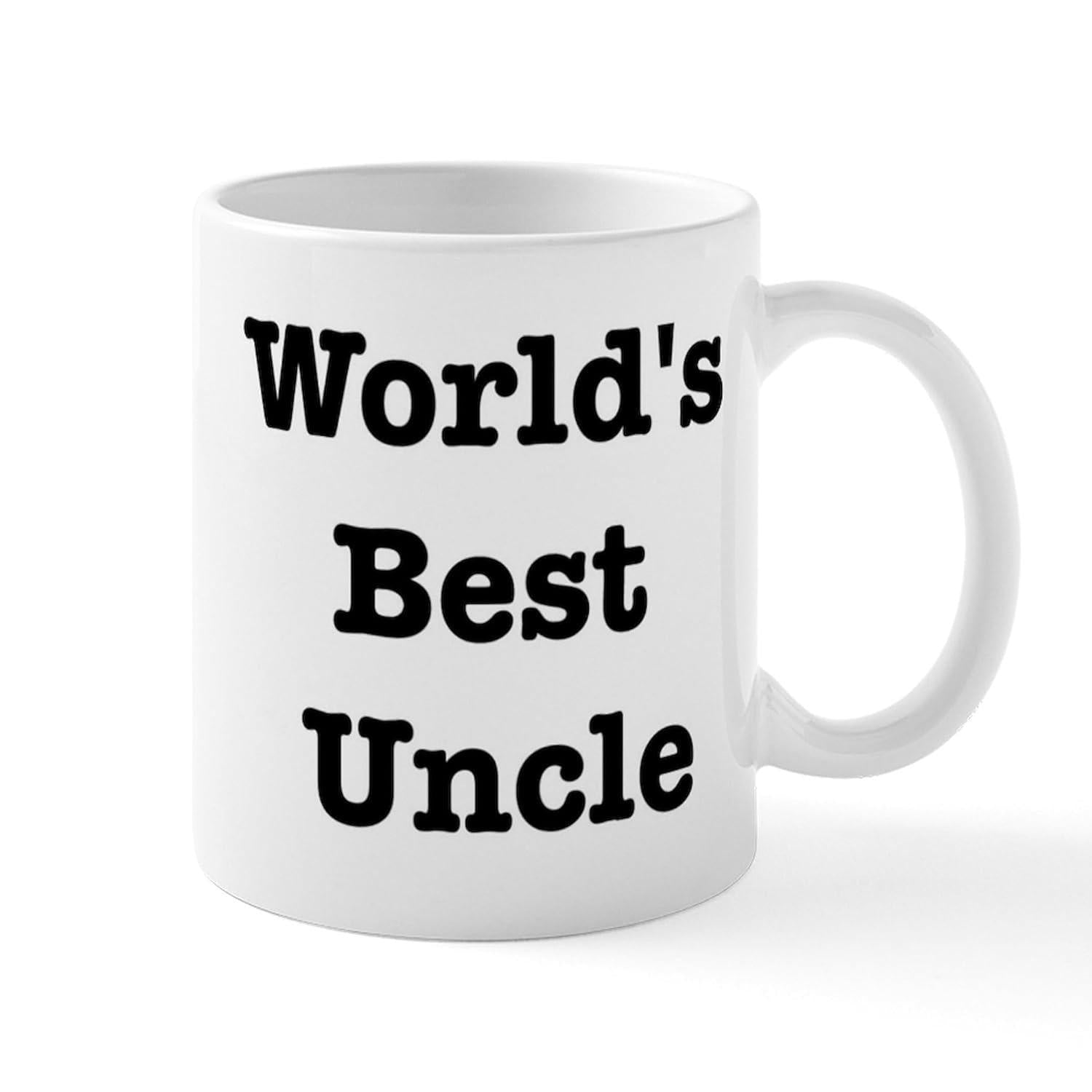 Tailorly White Ceramic 11 oz Mug - Worlds Best Uncle Clean With Bold Black Lettering Minimalist Mug