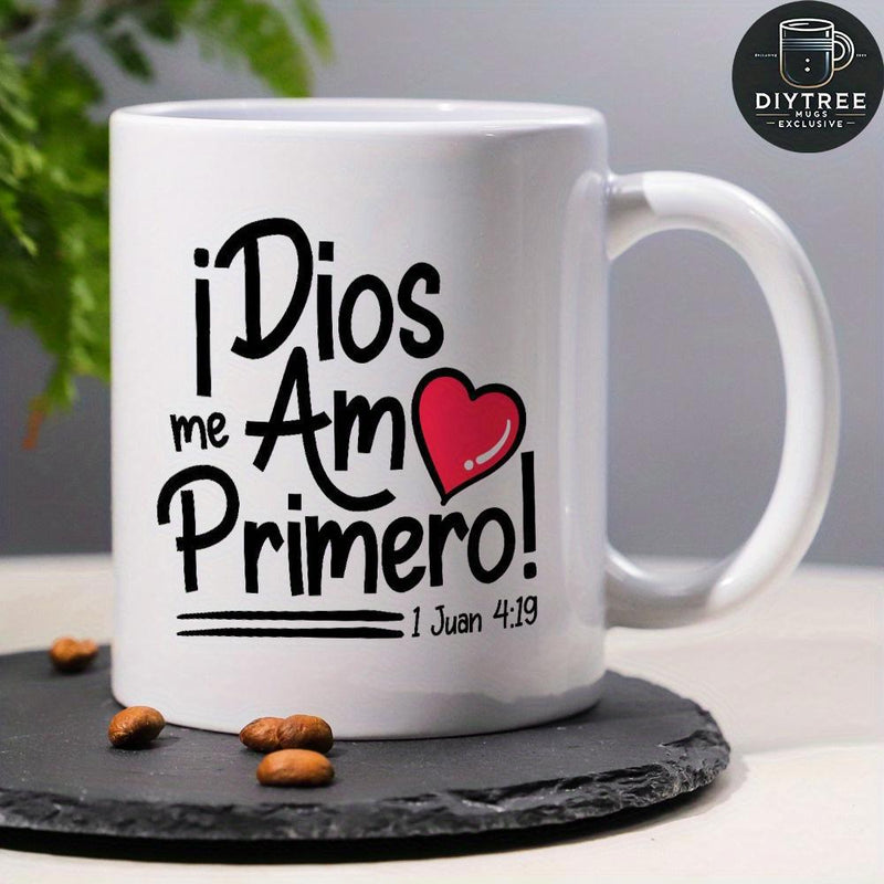 Tailorly White Ceramic 11 oz Mug - Minimalist Artistic Black Script Featuring A Small Vibrant Red Heart
