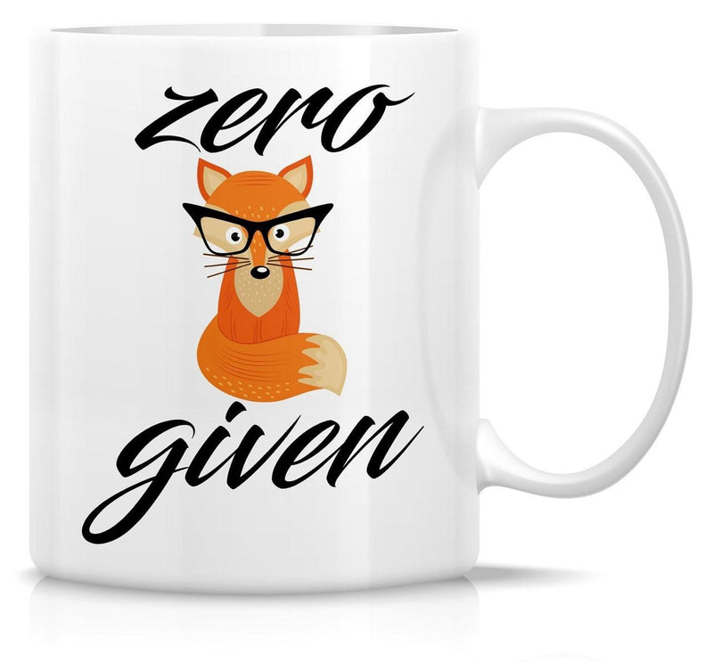 Tailorly White Ceramic 11 oz Mug - Zero Given Cute Orange Cartoon Fox Wearing Modern Black Eyeglasses Within A Minimalist Frame Fox