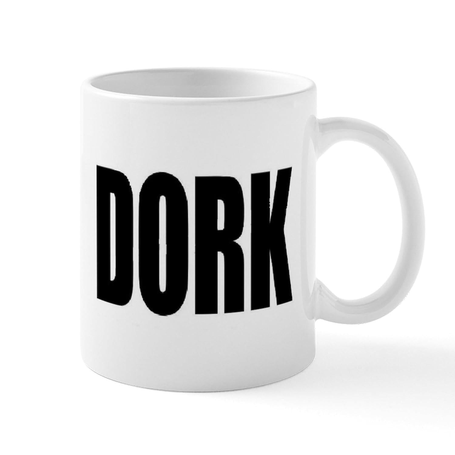 Tailorly White Ceramic 11 oz Mug - Dork Minimalist Featuring Bold Black Block Lettering Mug