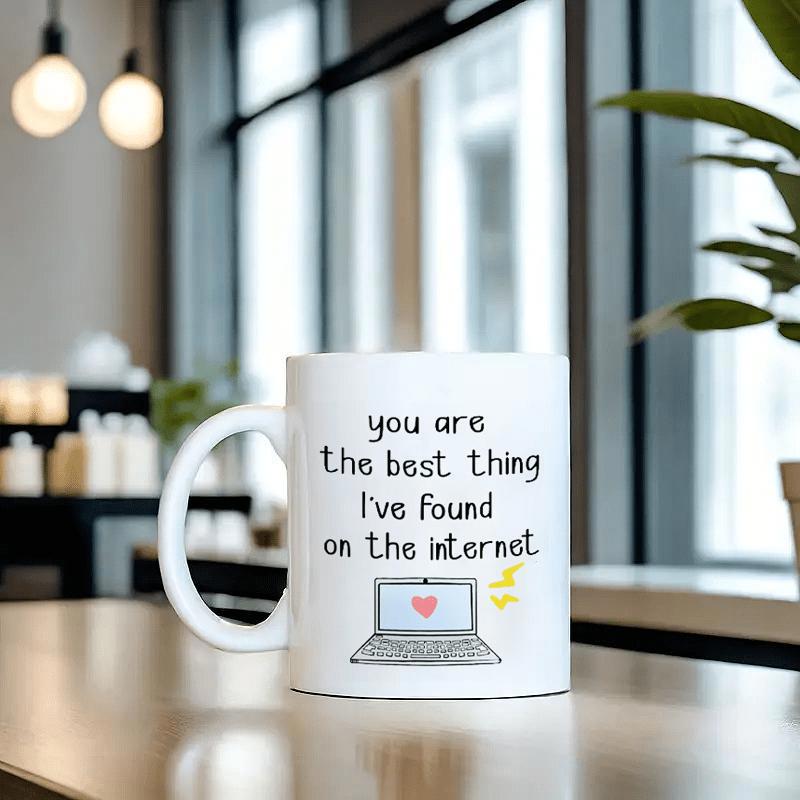 Tailorly White Ceramic 11 oz Mug - You Are The Best Thing Ive Found On The Internet Minimalist Digital Laptop Icon With Small Pink Heart Mug
