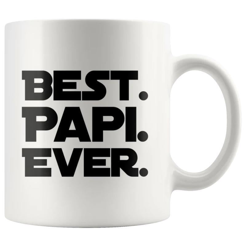 Tailorly White Ceramic 11 oz Mug - Best Papi Ever Minimalist Bold Black Lettering On A Smooth Polished Surface Ceramic Mug