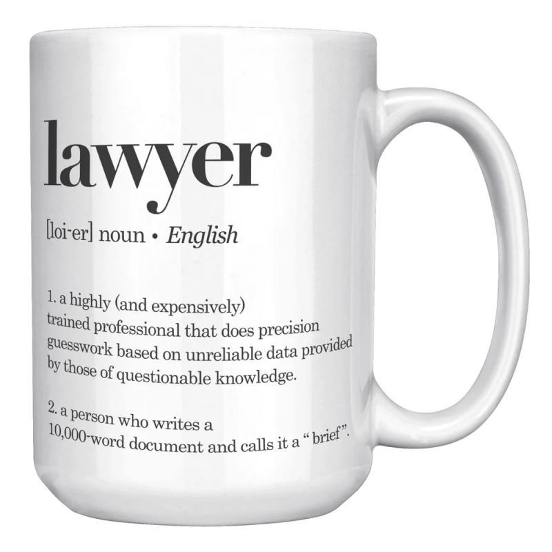 Tailorly White Ceramic 11 oz Mug - Lawyer English Minimalist Black Text Dictionary Style Definition Featuring A Humor Quote Mug