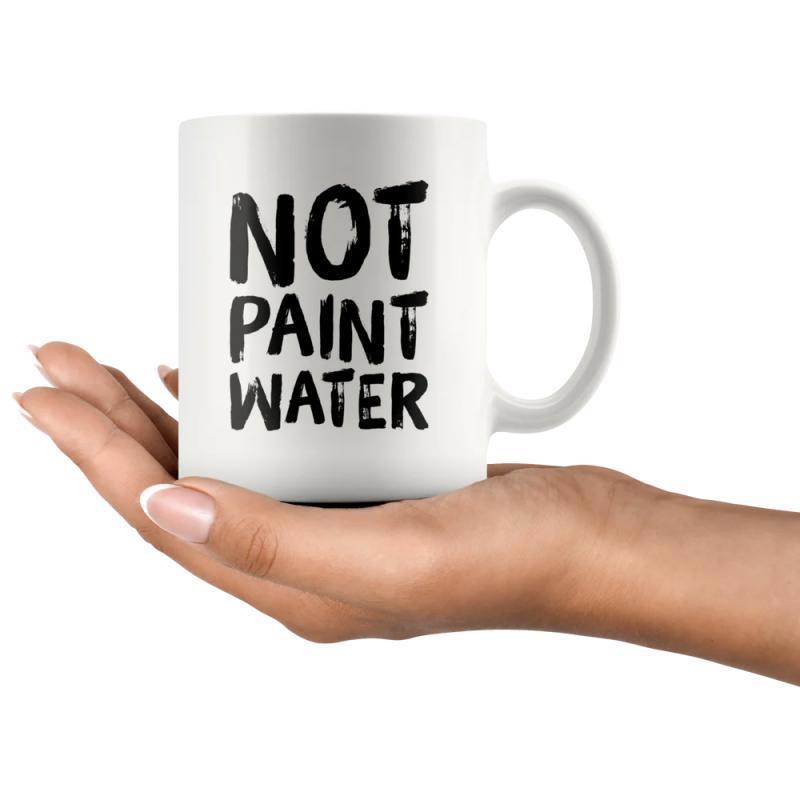 Tailorly White Ceramic 11 oz Mug - Not Paint Water Distressed Black Lettering On A Classic Ceramic Minimalist