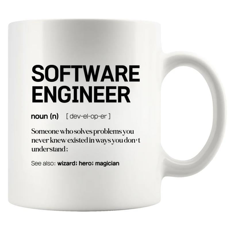 Tailorly White Ceramic 11 oz Mug - Software Engineer Noun Definition Minimalist Featuring Bold Black Professional Typography Text Mug