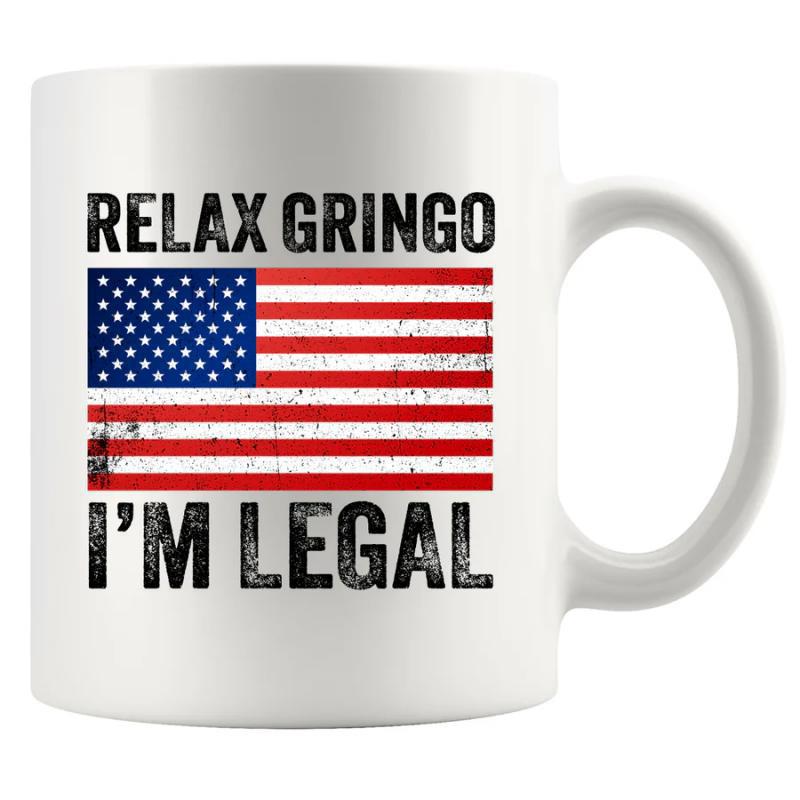 Tailorly White Ceramic 11 oz Mug - Relax Gringo Im Legal Distressed Vintage Style Patriotic Stars And Stripes With Weathered Texture Flag
