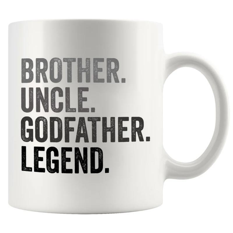 Tailorly White Ceramic 11 oz Mug - Brother Uncle Godfather Legend Bold Distressed Vintage Style Lettering On A Clean White Glossy Surface Mug