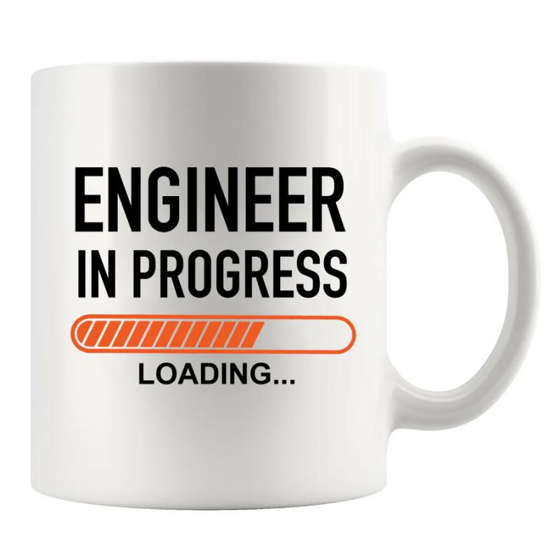 Tailorly White Ceramic 11 oz Mug - Engineer In Progress Loading Vibrant Orange Progress Indicator With Diagonal Hatching Lines Showing Incomplete Status Bar