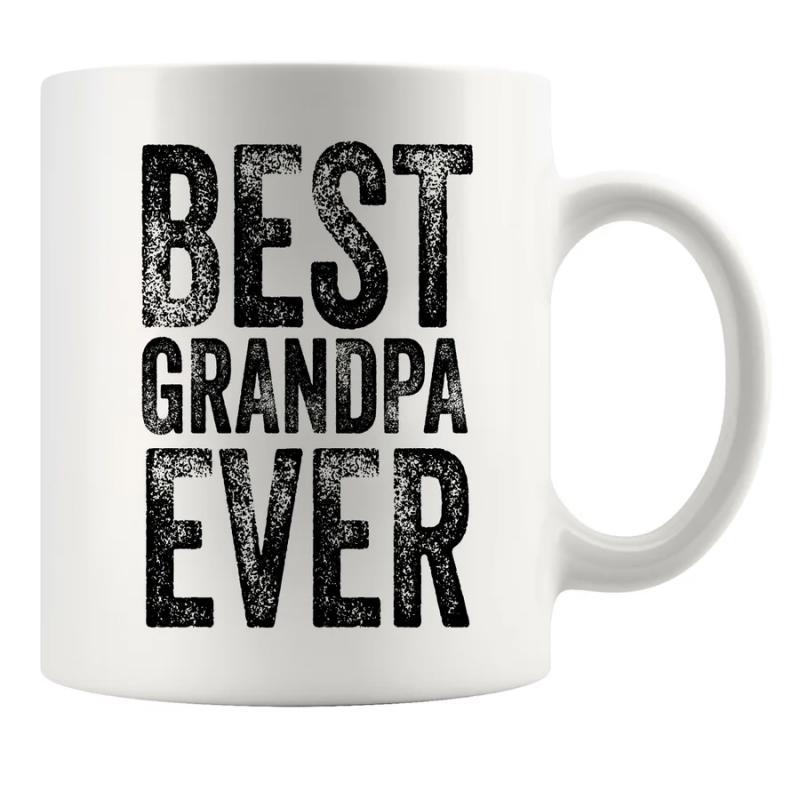 Tailorly White Ceramic 11 oz Mug - Best Grandpa Ever Minimalist White Ceramic With Bold Distressed Vintage Typeface Lettering Mug
