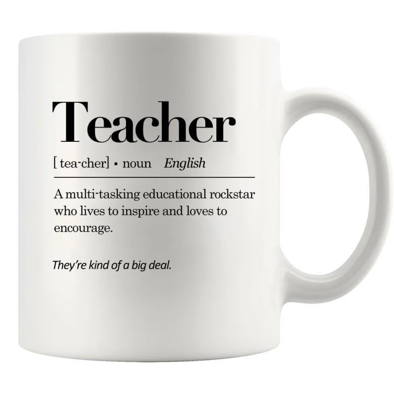 Tailorly White Ceramic 11 oz Mug - Teacher English Minimalist Black Text Dictionary Definition Style On White Surface Mug