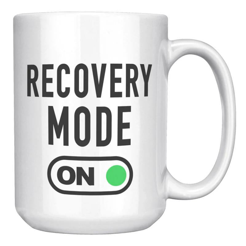 Tailorly White Ceramic 11 oz Mug - Recovery Mode On Digital System Interface Toggle With Active Green Indicator Light Toggle