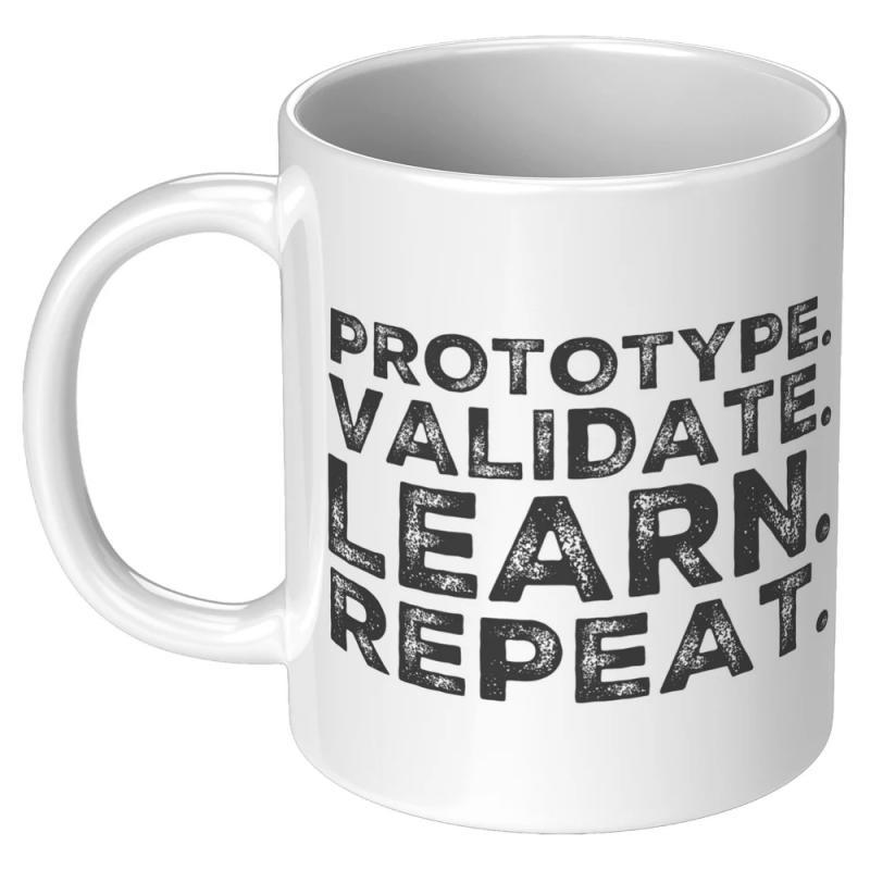 Tailorly White Ceramic 11 oz Mug - Prototype Validate Learn Repeat Minimalist White Ceramic Kitchenware With Smooth Surfaces And Curved Handle Mug