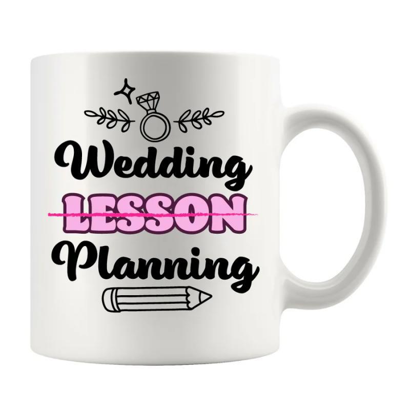 Tailorly White Ceramic 11 oz Mug - Wedding Lesson Planning Elegant Leaves Surrounding A Brilliant Diamond Ring Above A Simple Sharpened Pencil Ring